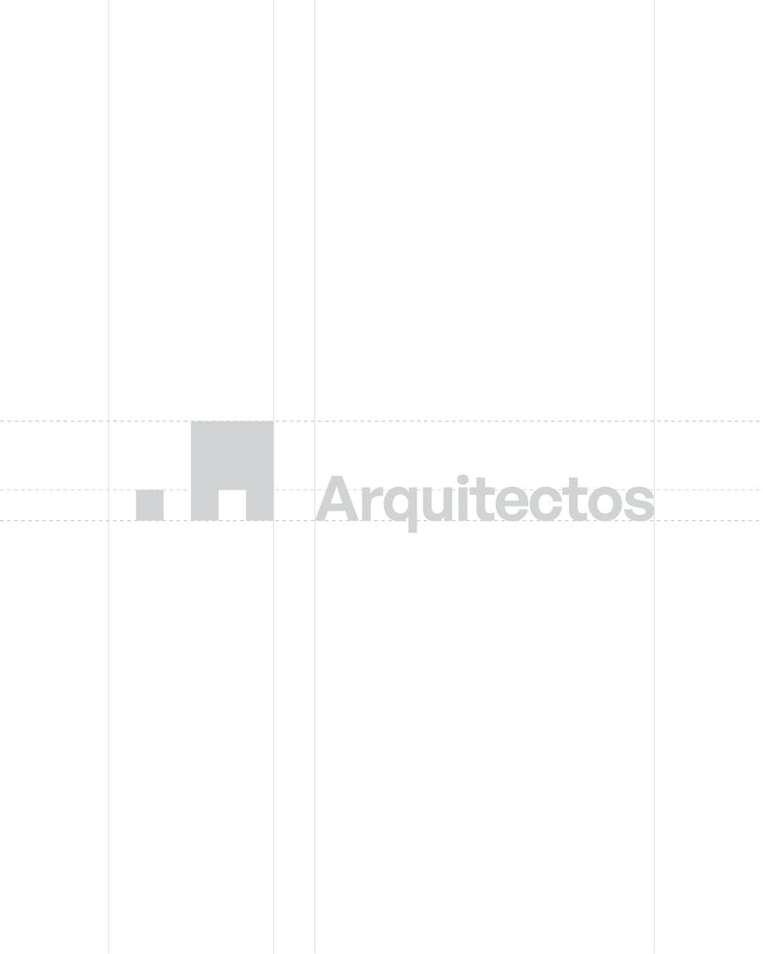 O logótipo a cinzento-claro com as linhas verticais e horizontais que alinham o símbolo e a palavra «Arquitectos».